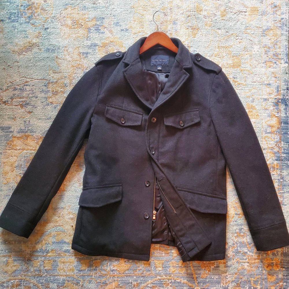 Banana Republic Wool Jacket Peacoat - L - Charcoal Grey- Great Condition